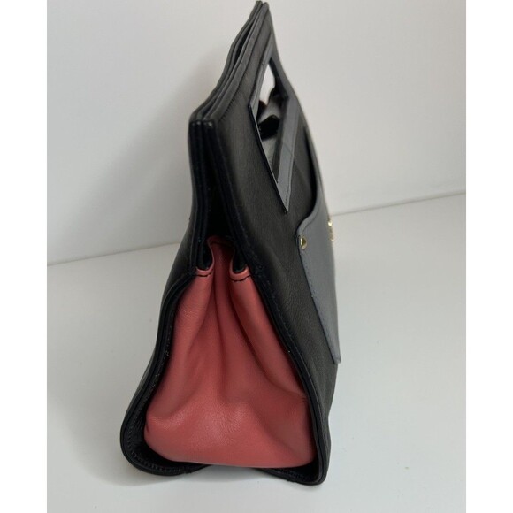 Oneoddbird Whippoorwill Leather Clutch Black With Gray And Pink Colorblocking - Picture 5 of 7